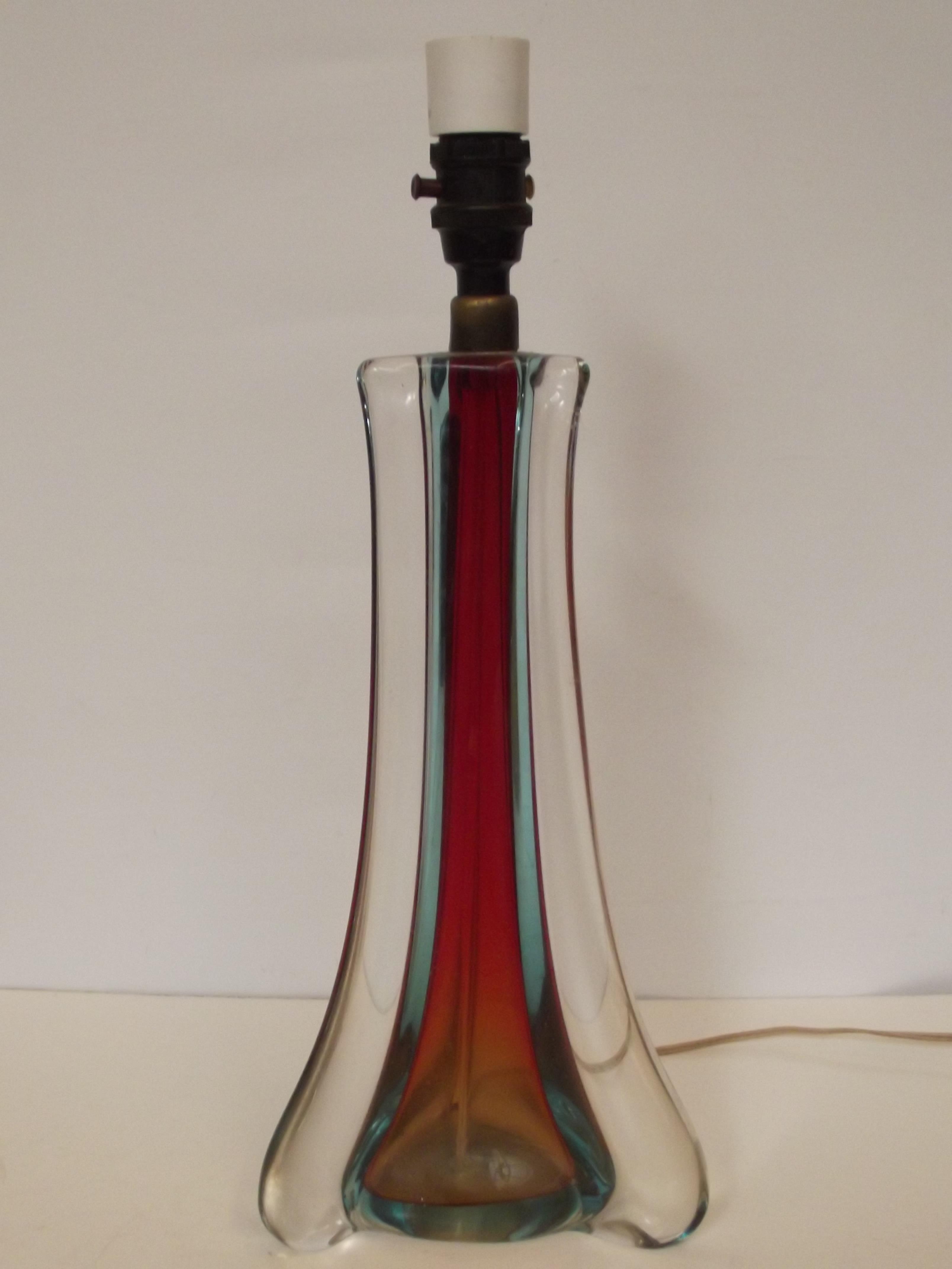 Murano glass triform table lamp with original shad