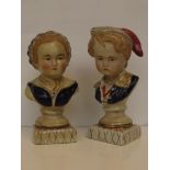 Pair of 19th century style busts, height 22cm