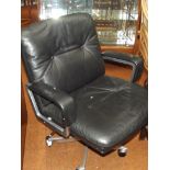 Retro chrome and leather swivel desk chair