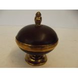 Lidded faux tortoiseshell orb shaped trinket box w