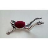 Silver pin cushion in the form of a frog