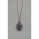 White metal millefiori pendant and chain