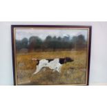 Framed pastel depicting a Pointer