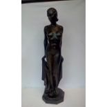 Large bronzed resin art deco style figure of a nud