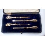 Cased silver mounted manicure set