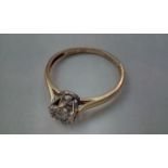 18 carat gold and solitaire ring, size M 1/2