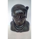 Carved native American bust, height 13cm