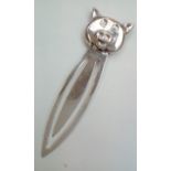 Silver bookmark with stylised pig's head finial, 9