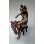 Bergman cold painted bronze in the form of a cat,