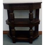 Jacobean style oak hall table with cup and cover s