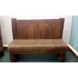 Large rustic bench with leatherette seats 140cm wi