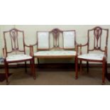 Edwardian three piece drawing room suite comprisi