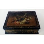 Victorian paper mache writing slope with floral de