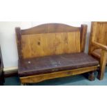 Large rustic bench with leatherette seats 150cm wi