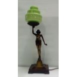 Art deco bronze table lamp, height 54cm