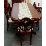 Charles Barr extending dining table 2x carvers, 6x