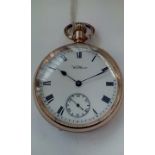 Waltham gold plated open-faced pocket watch, worki