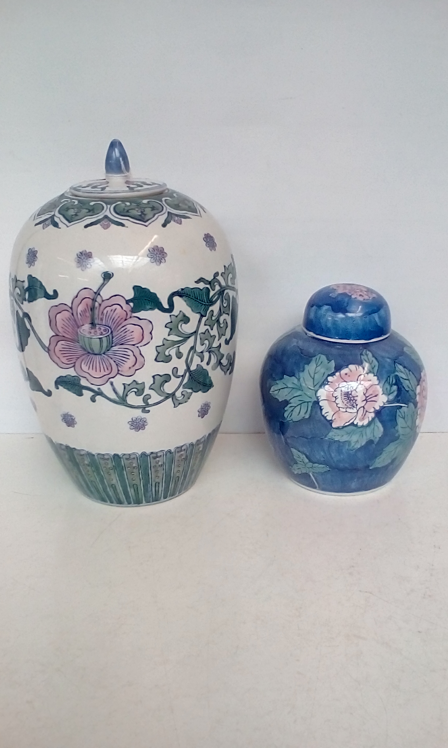 Large lidded melon vase together with a lidded gin