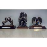 Three large Myth and Magic figures on plinth bases