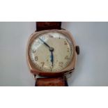 Gent's 9 carat gold cased wristwatch, working