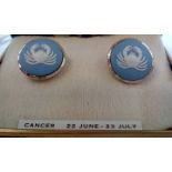 Pair of jasperware cufflinks depicting the star si