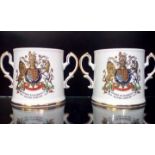 Pair of Royal Stafford Loving Cups, Queen Elizabet