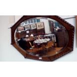 1930s oak framed bevelled mirror