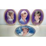 Four cabinet plated commemorating Princess Diana