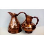 A copper haystack jug and water jug