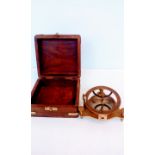 Brass table compass in brass bound case