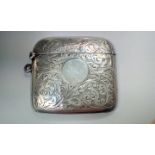 Silver vesta case, foliate engraved with circular