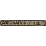 Painted pine Coronation Street sign, length 123cm
