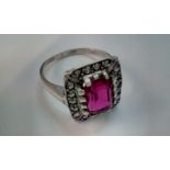 Silver and garnet dress ring, size L