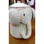 Wicker laundry basket in the form of an elephant