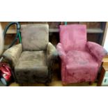 Two suede effect easy armchairs