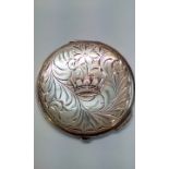 Early 20th century silver circular compact
