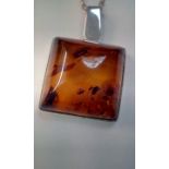 Silver necklace and amber pendant