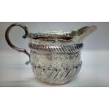 Victorian silver cream jug with wrythen frieze, Bi