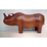 Leather footstool in the form of a rhinoceros, hei