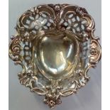 Edwardian silver pin dish in the form of heart wit