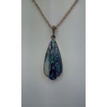 Silver mounted Paua shell necklace and pendant, wi