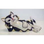 Lorna Bailey recumbent cat, length 18cm