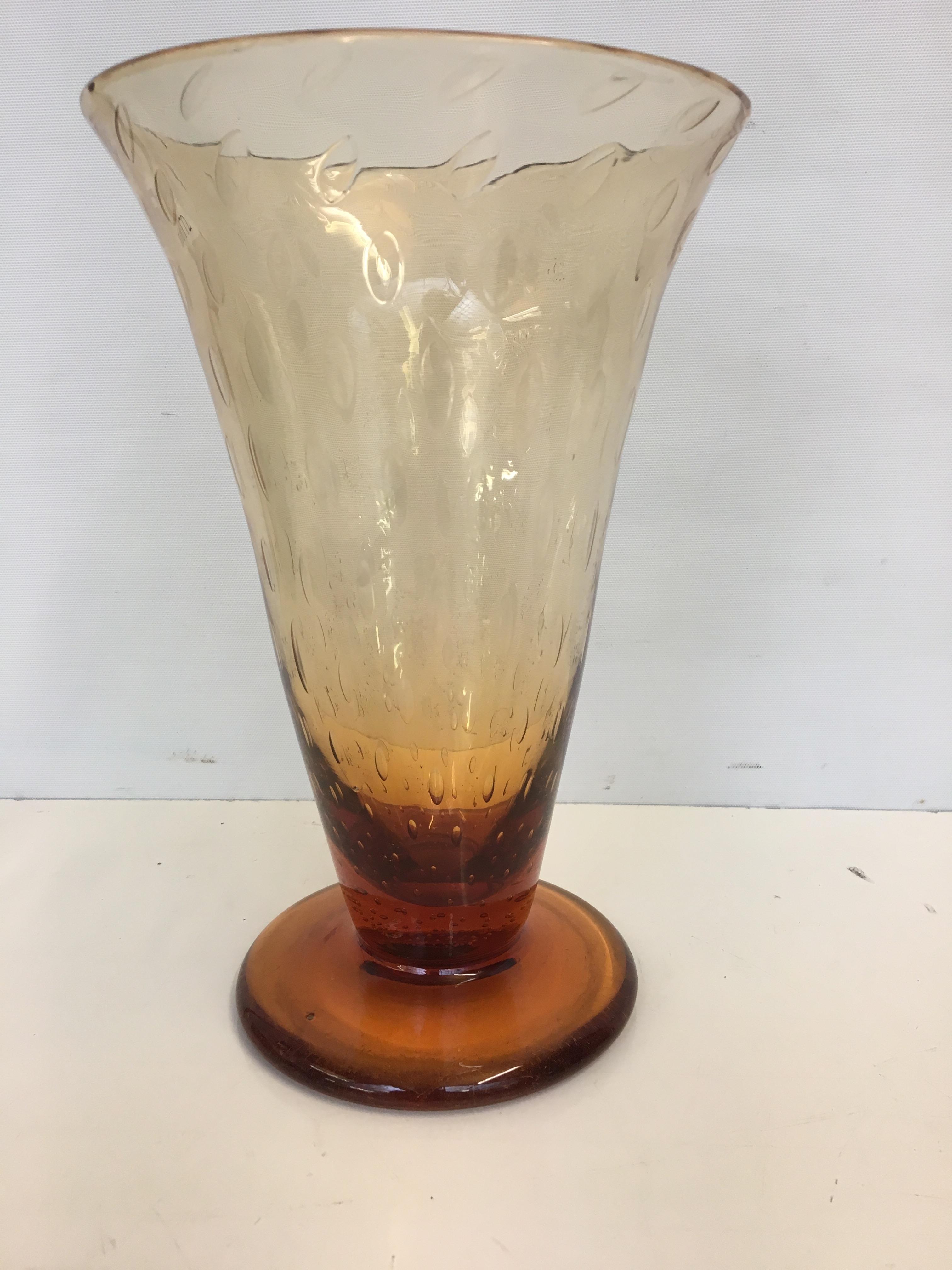 Whitefriars trumpet vase with controlled bubble ef