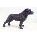 Bronze figure of a Staffordshire Bull Terrier, hei