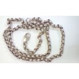 Gents silver belcher chain, 30" in length, weight