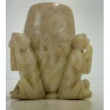 Soapstone vase depicting three monkeys, 'See no ev