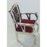 Silver pin cushion in the form of a chair