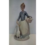 Lladro group, girl with geese, height 26cm