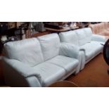 2 seater and 3 seater leather settee