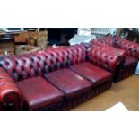 Ox blood deep buttoned leather chesterfield suite